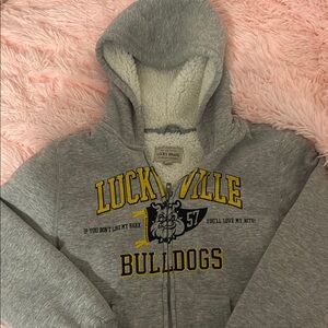 Lucky Brand Gray Hoodie with Yellow Bulldogs Print